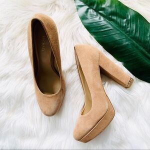 Michael Kors Tan Suede Plaform Pumps
